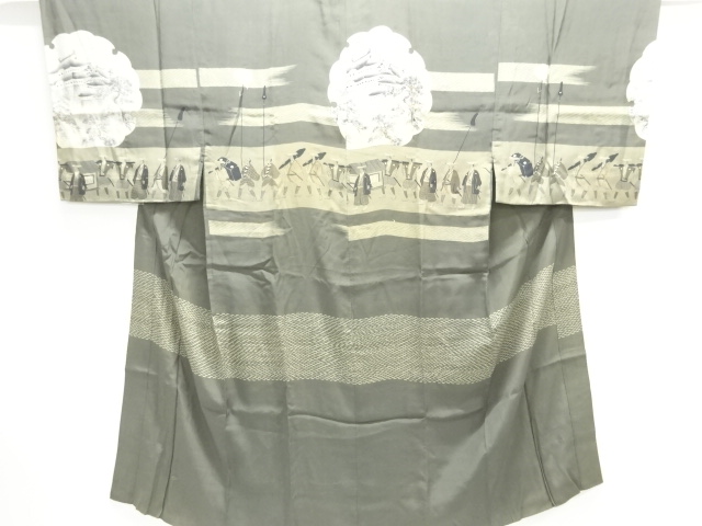 JAPANESE KIMONO / ANTIQUE MENS JUBAN / CASTLE & DAIMYO PROCESSION